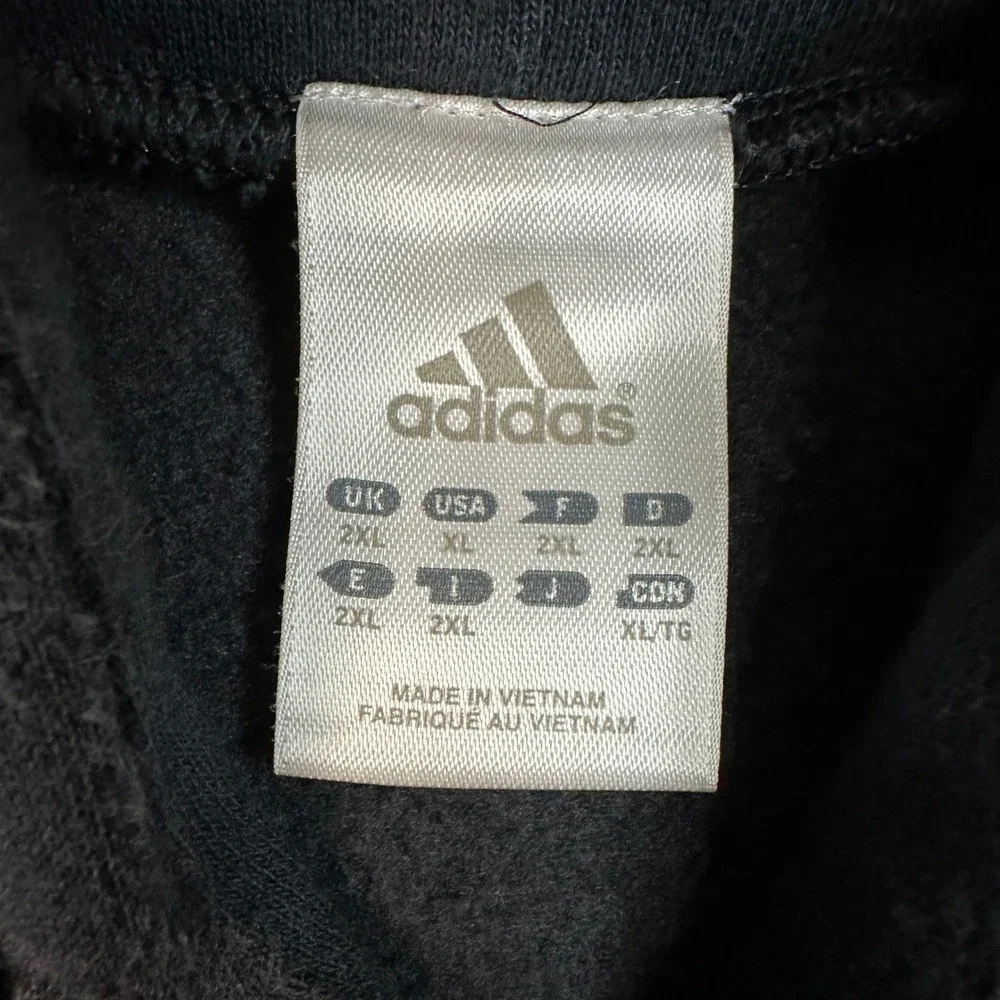 Vintage Adidas Hoodie Mens XL Black Pullover Sweatshirt Center Logo Jumper Y2K